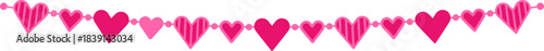 Pink heart garland banner decoration for celebrations
