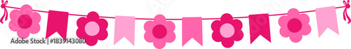 Hanging pink flower and banner party bunting decoration