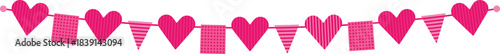 Pink hearts and flags decorating festive celebration banner