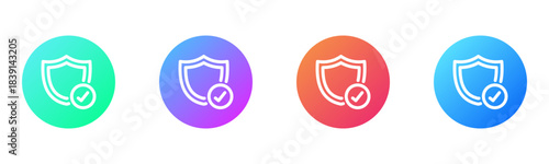 Shield Protected Icon Gradient Multiple Style Vector Illustration 
