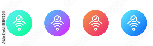 Wifi Connected Icon Gradient Multiple Style Vector Illustration 