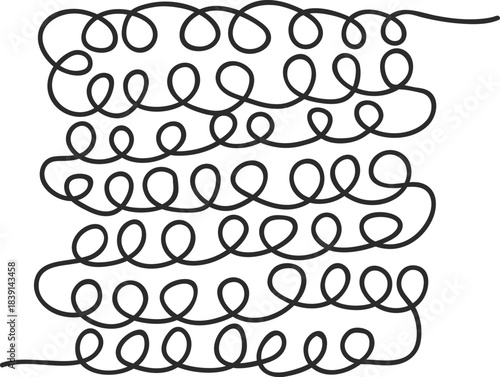 Wavy looping line drawing pattern black white