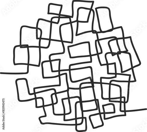 Abstract hand drawing showing complex interconnected lines pattern