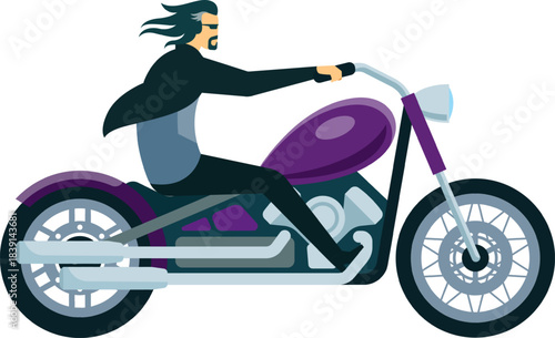 Biker riding motorcycle representing freedom and adventure