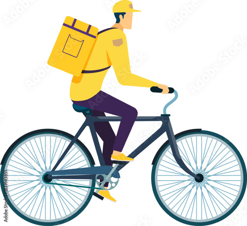 Delivery person riding bicycle providing express service