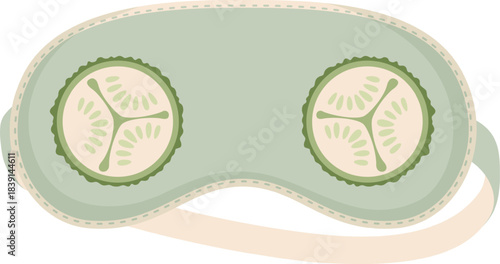 Sleep mask with cucumber slices for relaxing beauty