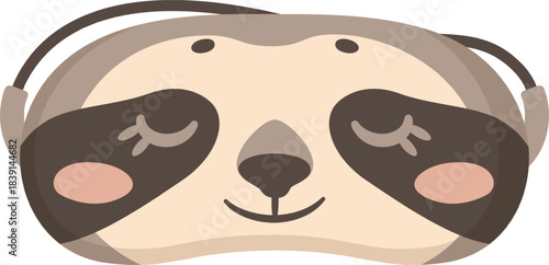 Cute sloth character wearing headphones sleeping peacefully