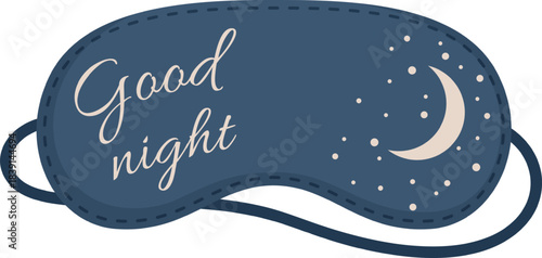 Sleep mask with good night text and stars