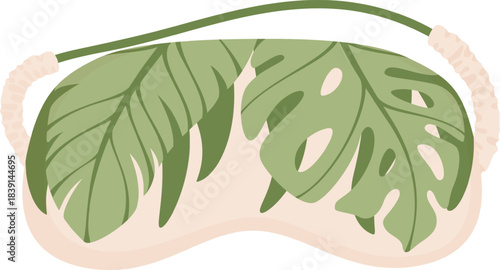 Sleep mask with tropical leaves relaxing concept
