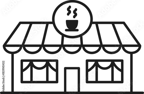 Coffee shop building icon representing a cafe establishment
