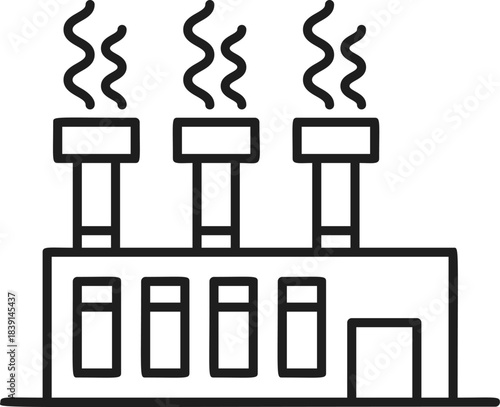 Factory building emitting smoke from multiple chimneys