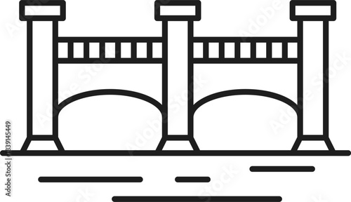 Arch bridge line icon representing connection and crossing
