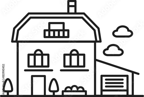 Family home building icon representing real estate ownership