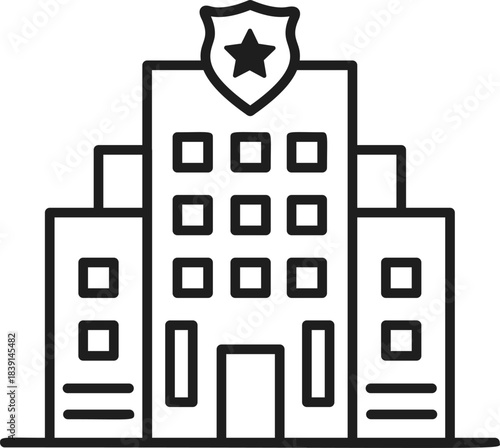 Police station building line icon vector