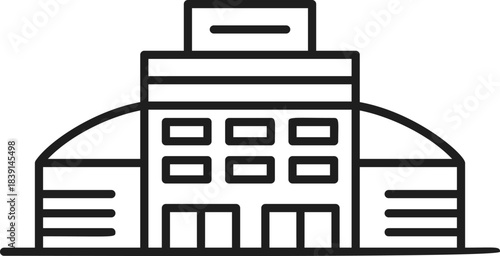 Modern building line icon representing urban architecture