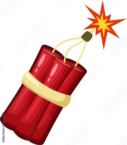 Dynamite sticks illustrating danger with burning fuse