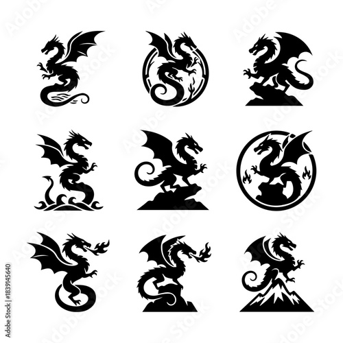 Chinese zodiac symbols vector icons set