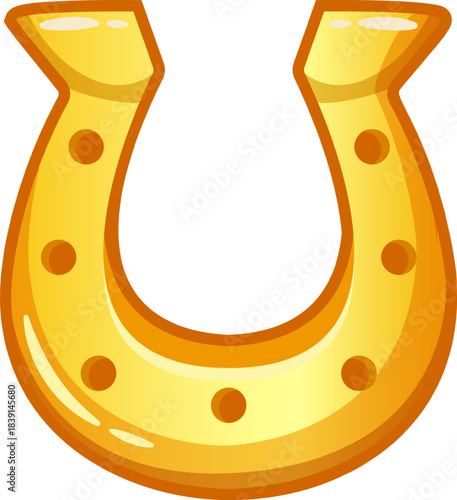 Golden horseshoe bringing good luck and fortune superstition
