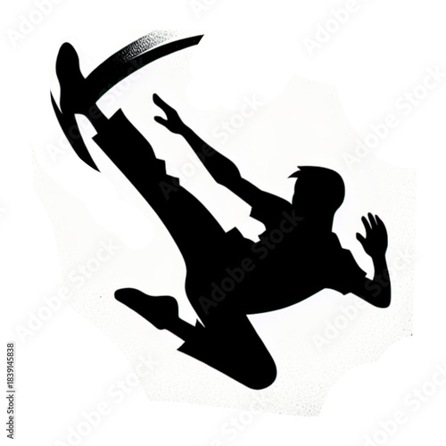 Athlete Performing Flying Kick – Vector Graphic