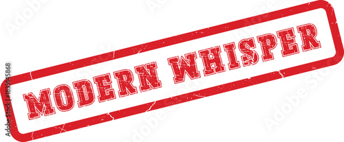 Modern Whisper red grunge stamp hinting at subtle contemporary secrets and quiet communications