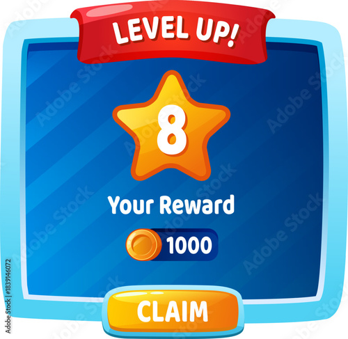 Game interface showing level up achievement and reward