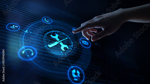 Global Technical Support and Digital Assistance Concept.