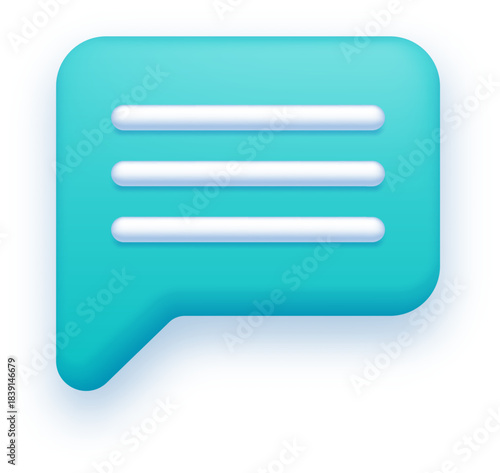 Teal 3D speech bubble icon representing communication