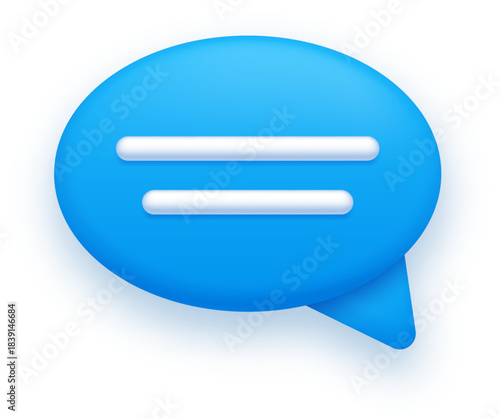 Blue 3d chat icon representing digital communication dialog