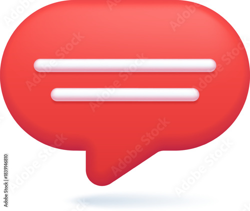 Red 3D speech bubble for digital communication