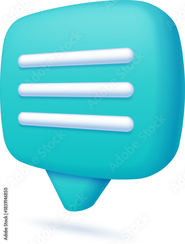 Teal 3D speech bubble icon representing communication
