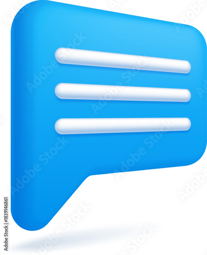 Blue 3D speech bubble representing online communication