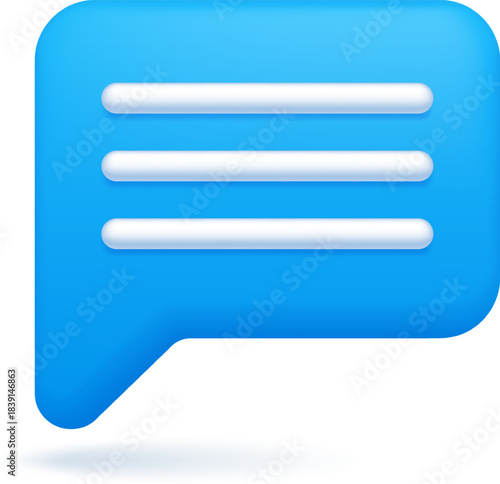 Blue 3D speech bubble icon representing chat menu