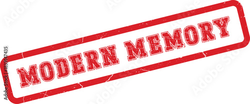 Red Modern Memory Distressed Rubber Stamp Signifying Recollection and Contemporary Events