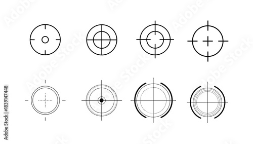 Sniper Target and Aim Related Outline Sign Collection. Editable Stroke. Perfect for Infographics, Articles, Books, Flyers, Banners