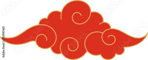 Stylized red and gold cloud Asian design element
