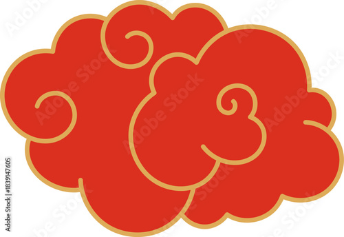 Chinese traditional red ruyi cloud design representing good fortune