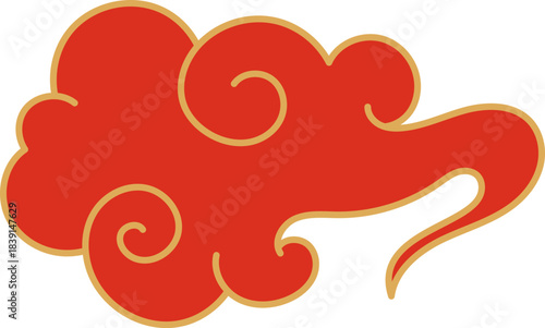 Chinese traditional red cloud symbol of good fortune
