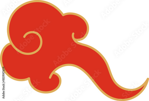Stylized red auspicious cloud vector representing prosperity