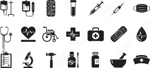 Comprehensive set of medical nurse icons for healthcare and professional use