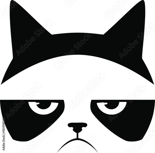 Grumpy cat face icon cartoon pet expression illustration