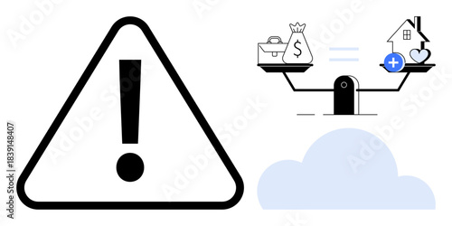Financial balance concept. Financial balance weighing money and health aligned with wellness priorities. Financial balance for personal budgeting, well-being, and decision-making. Applicable to