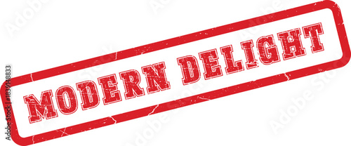 Modern Delight Official Seal Mark with a Distressed Red Texture and Worn Edges