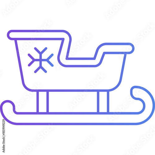 Sledge Gradient Icon Colorful Christmas Sleigh & Winter Transport Vector