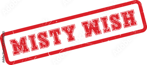 Misty Wish Official Seal Mark with a Distressed Red Texture and Worn Edges