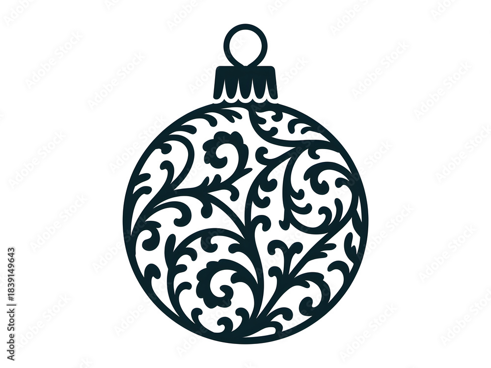 Fototapeta premium Elegant decorative Christmas ornament with intricate swirling pattern
