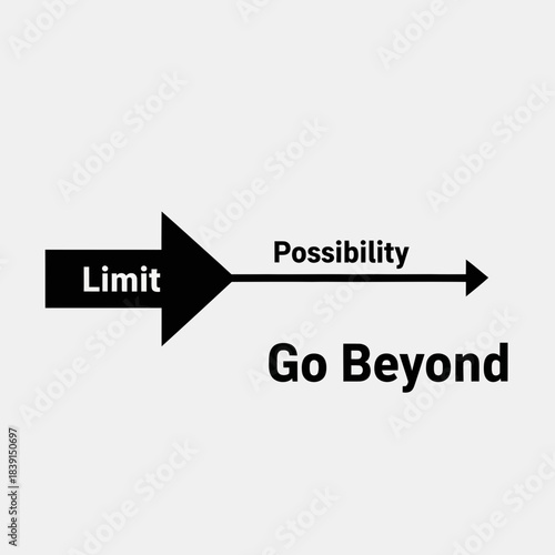 Arrow indicating growth from limit to possibility and encouraging to go beyond