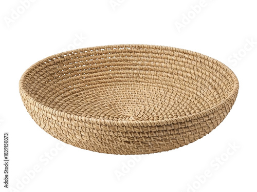 Bild auf Leinwand Isolated wicker basket for fruit or bread on seamless backdrop, natural decorati
