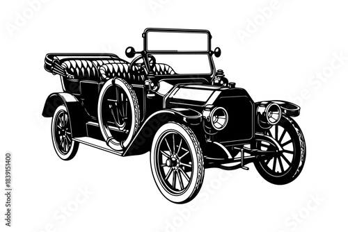 Vintage Automobile Illustration - Classic Car Art with Retro Styling and Timeless Design