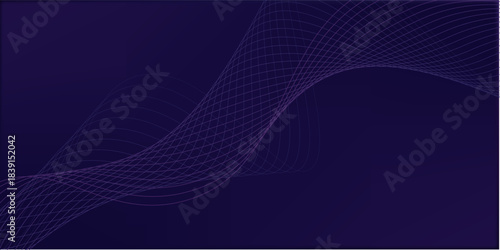 glowing blue wavy lines on abstract technology dark blue background. digital hi tech vector illustration with particle striped wave lines.eps