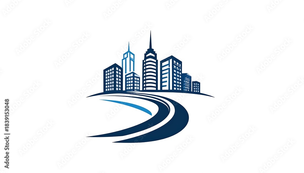Fototapeta premium Urban Development Roadway Logo Design.
